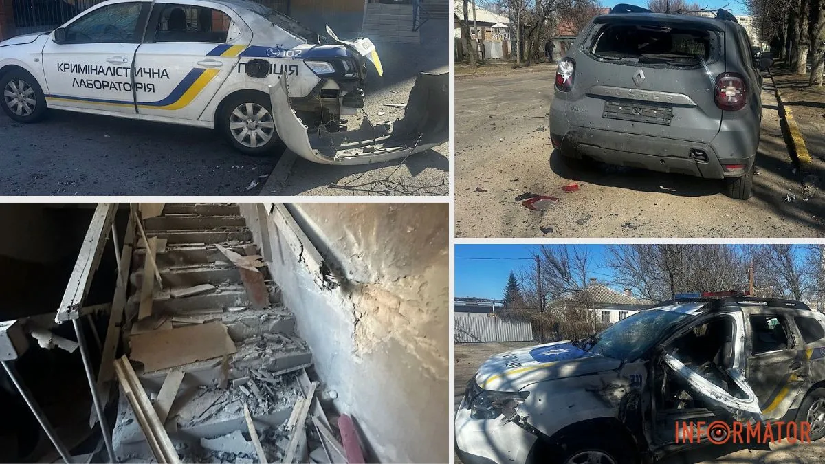 У Нікополі росіяни атакували будівлю та авто поліції: під час евакуації потерпілих пошкоджено авто рятувальників