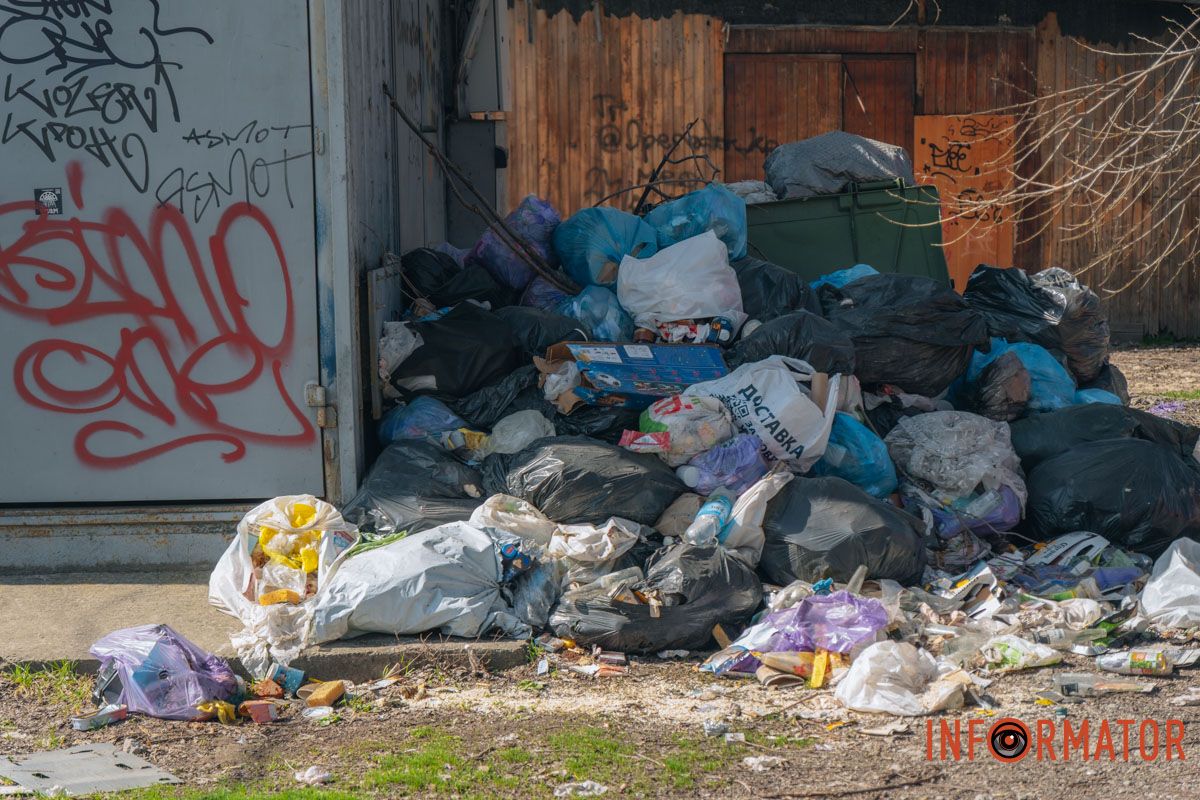 В Днепре на Космической возле остановки появился мусорный артобъект: отходы не могут убрать полгода 5
