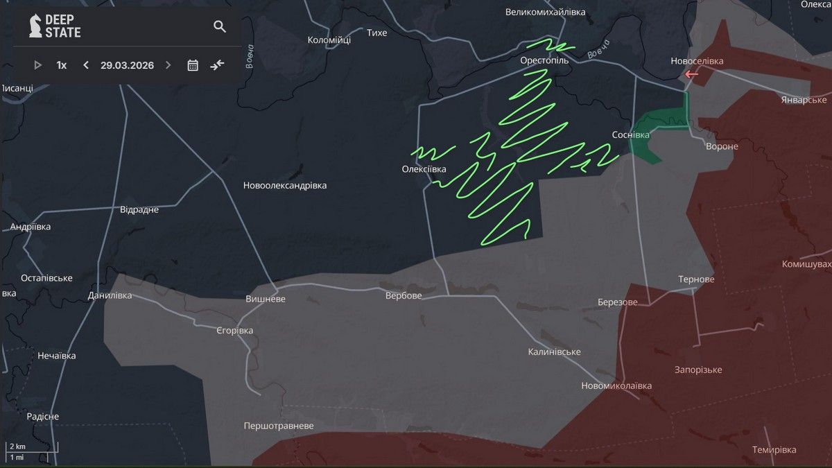 Карта DeepState. Зеленым Информатор обозначил участки, которые перестали быть "серой зоной" дипстейт 1