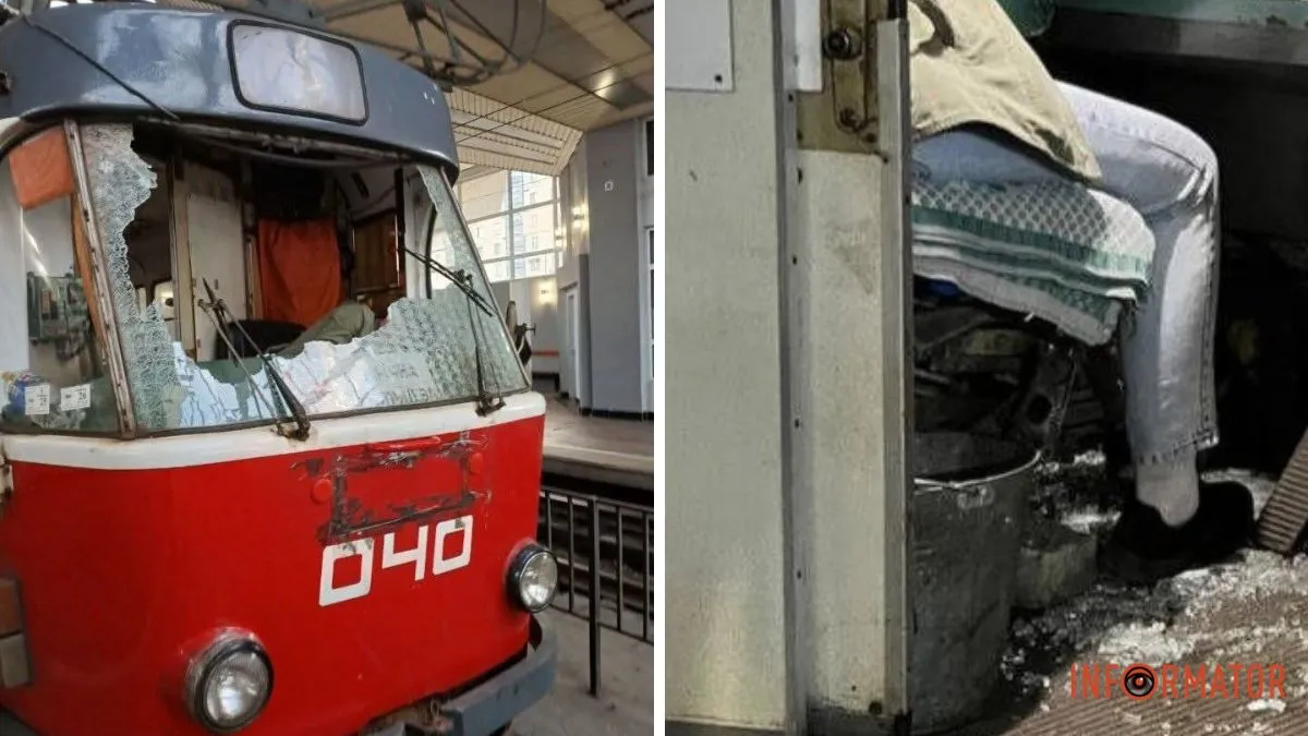 У Кривому Розі вандал розтрощив лобове скло трамвая: уламками посікло водійку транспорту
