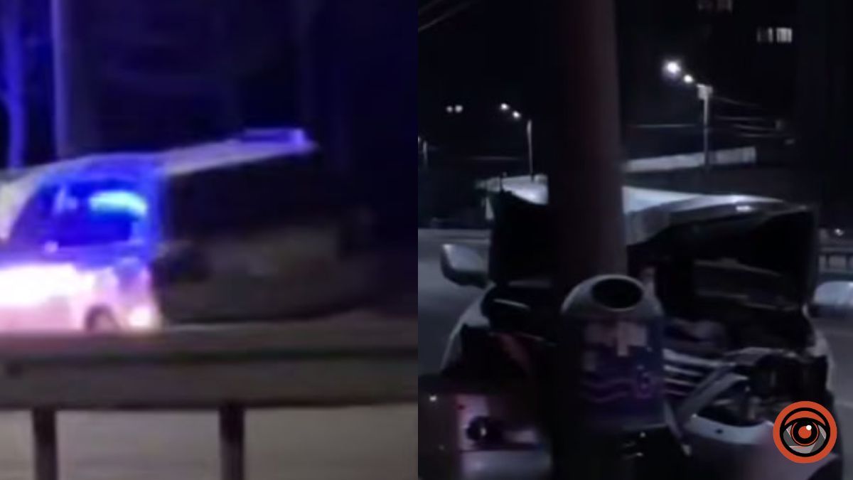 У Дніпрі на Набережній Перемоги водій Lexus врізався в стовб та зник з місця аварії: що відомо
