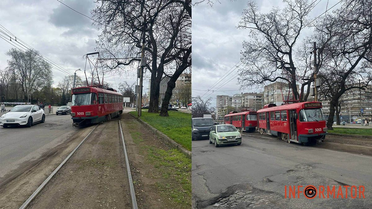У Дніпрі на Лесі Українки зійшов з рейок трамвай: як змінилася робота електротранспорту