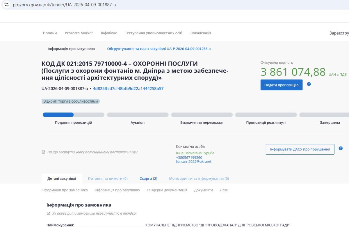 На охорону передбачено майже 4 мільйона гривень Мерія Дніпра витратить 43 мільйони бюджетних коштів на утримання та охорону фонтанів 2