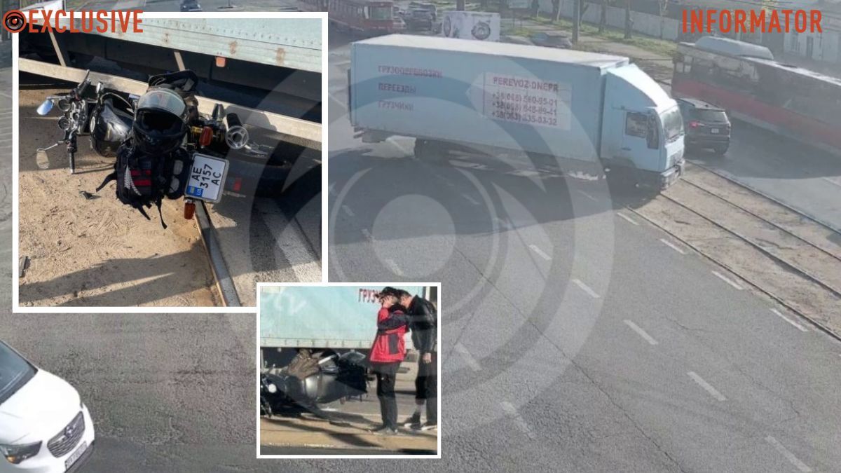 У Дніпрі на проспекті Богдана Хмельницького мотоцикліст влетів у вантажівку: момент ДТП