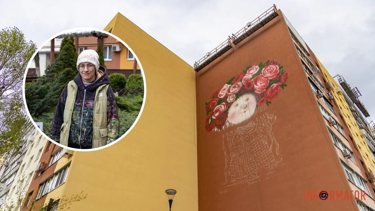 У Дніпрі відновлюють мурал «Дівчина з хлібцем і салом»: що вже зробили