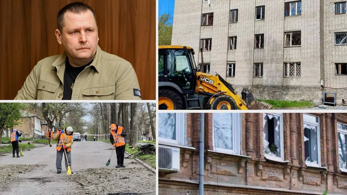 Пошкоджені садочок та гуртожиток: Філатов розповів про атаку по Дніпру 22 квітня