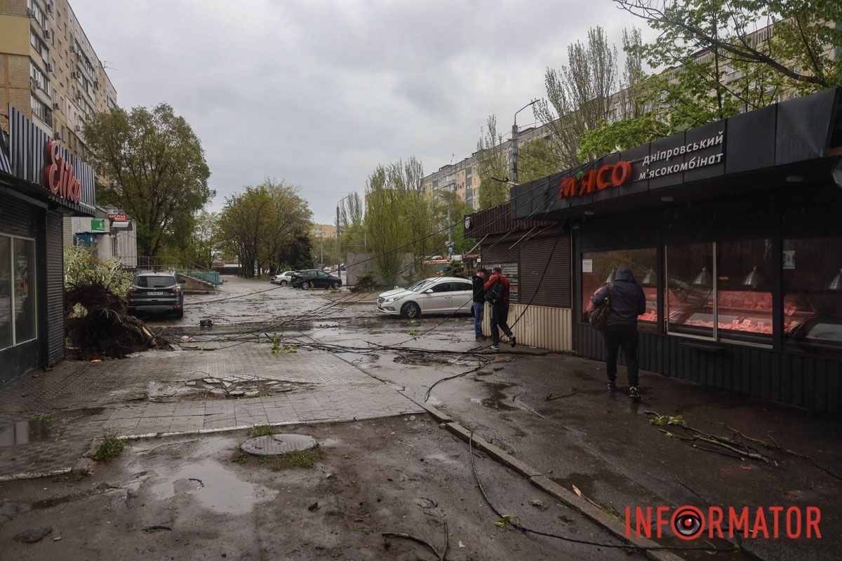Немов торнадо: на лівому березі Дніпра десятки дерев повиривало з корінням, пошкоджені автівки та вирвані дроти 3