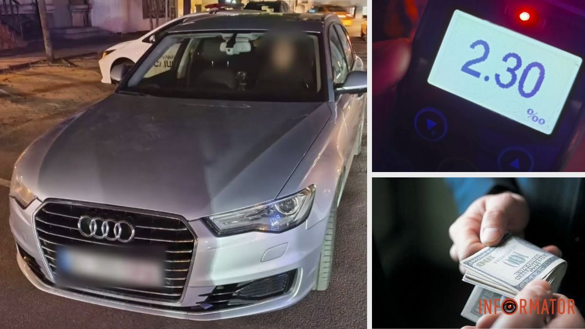 У Дніпрі на Магдебурзького права п’яний водій на Audi пропонував патрульним 500 доларів хабаря: відео з бодикамер
