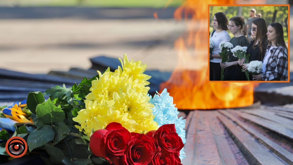Ранок починається з виття сирен: у Дніпрі у День пам’яті і перемоги над нацизмом поклали квіти до меморіалу “Вічний вогонь”