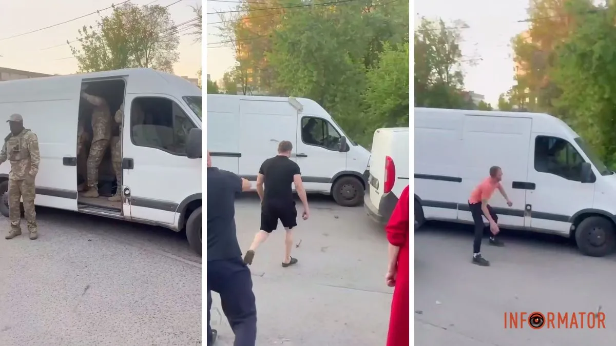"Кидай, кидай в лобовуху": у Дніпрі агресивний натовп бився з військовими ТЦК та жбурляв каміння в бус