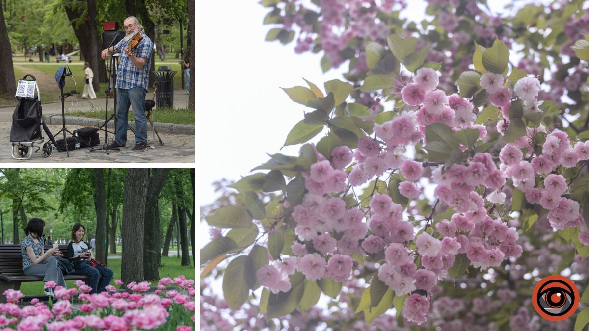 Музика, дощ та квіти: весняний фоторепортаж із парку Шевченка в Дніпрі