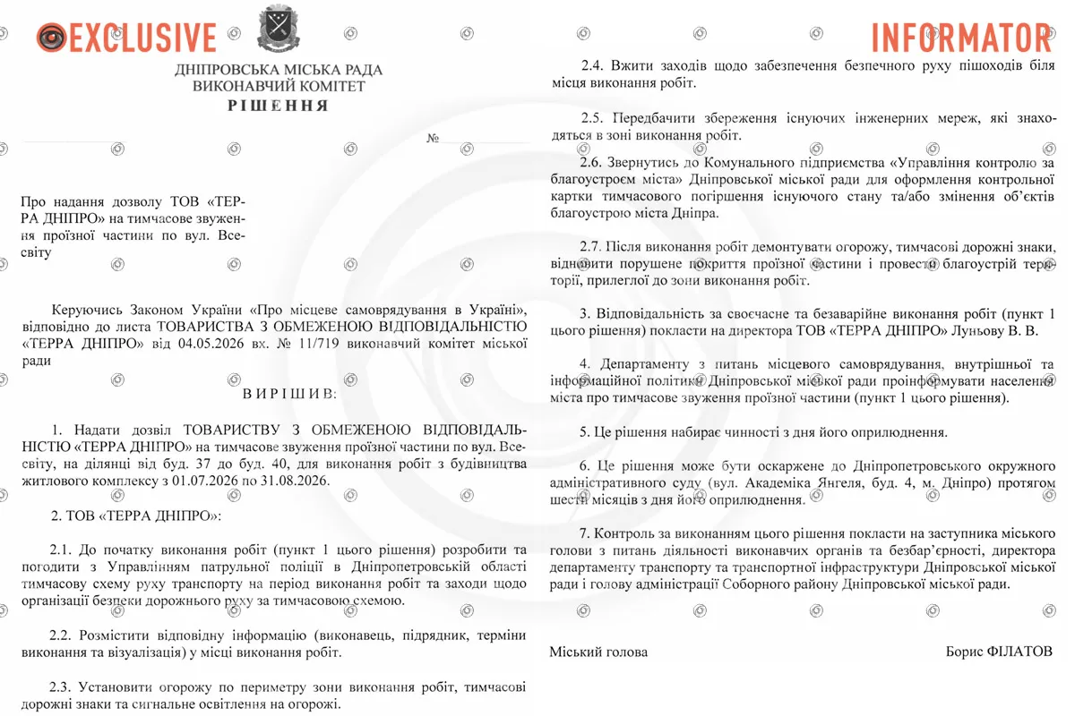 Проєкт рішення виконкому міськради від 11 травня