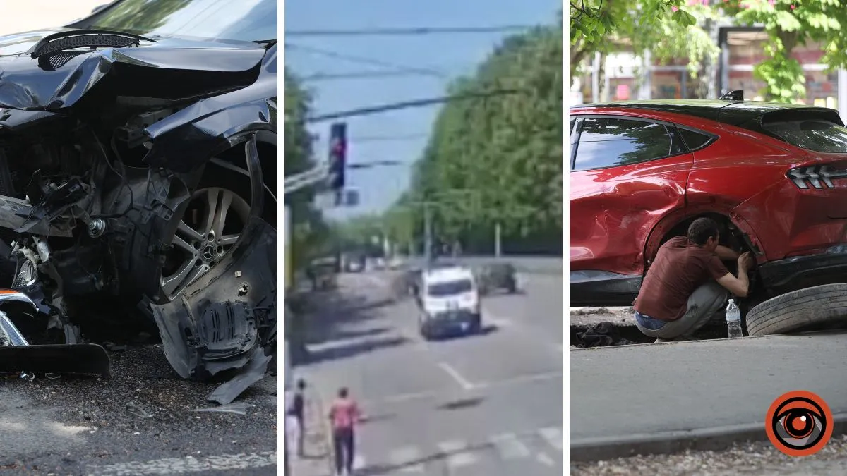 У Дніпрі на Панікахи зіткнулися Ford Mustang та Mercedes: відео моменту