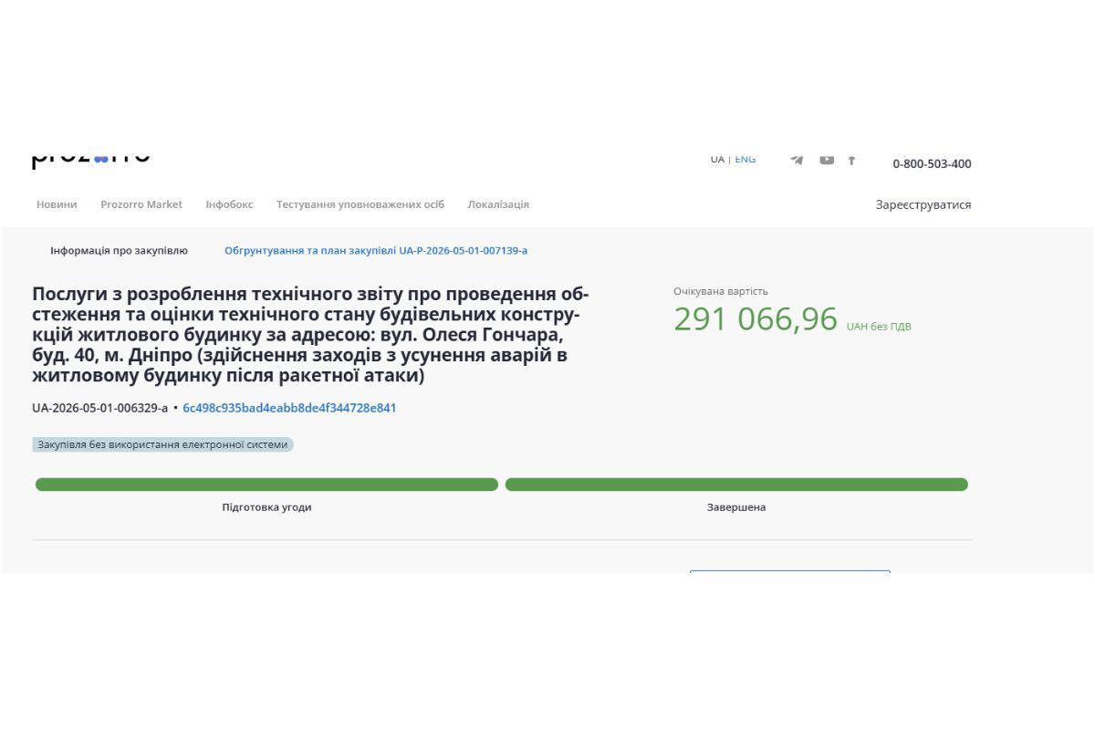 291 тисяча гривень на оцінку технічного стану будівлі