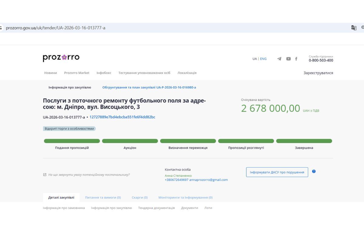 У Дніпрі на Висоцького міськрада під час війни за понад 2,5 мільйони відремонтувала майданчик для футболу 1
