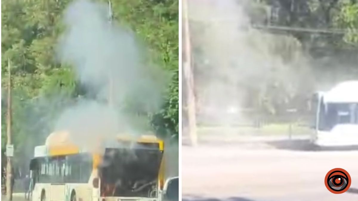 У Дніпрі на Богдана Хмельницького спалахнув автобус