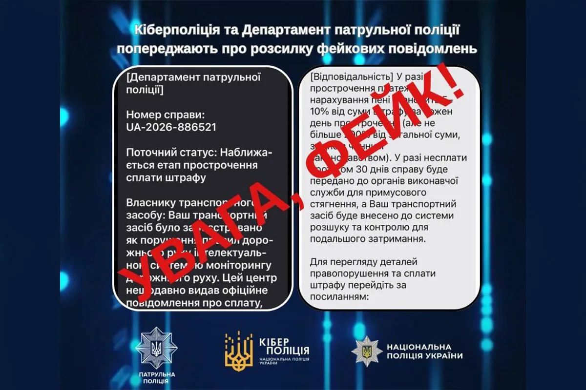 Мошенники рассылают фейковые сообщения о необходимости уплатить штраф за нарушение ПДД