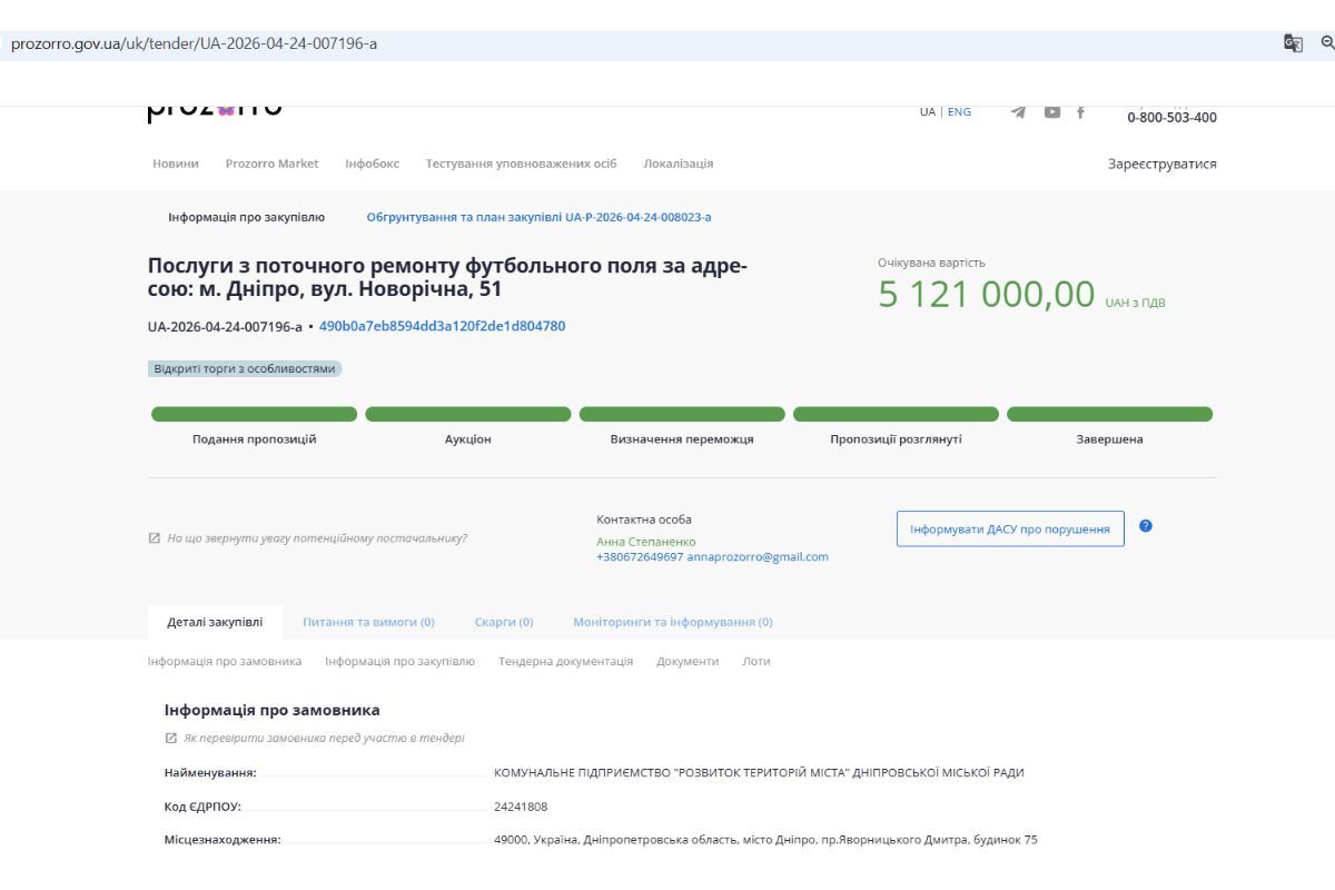 Ремонт спортивной площадки обошелся в 5 миллионов гривен