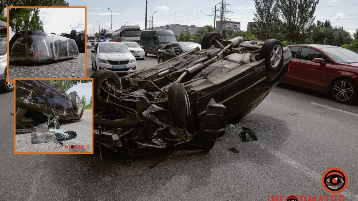 BMW перекинулась на дах, а водій втік: на Донецькому шосе у Дніпрі сталася серйозна ДТП