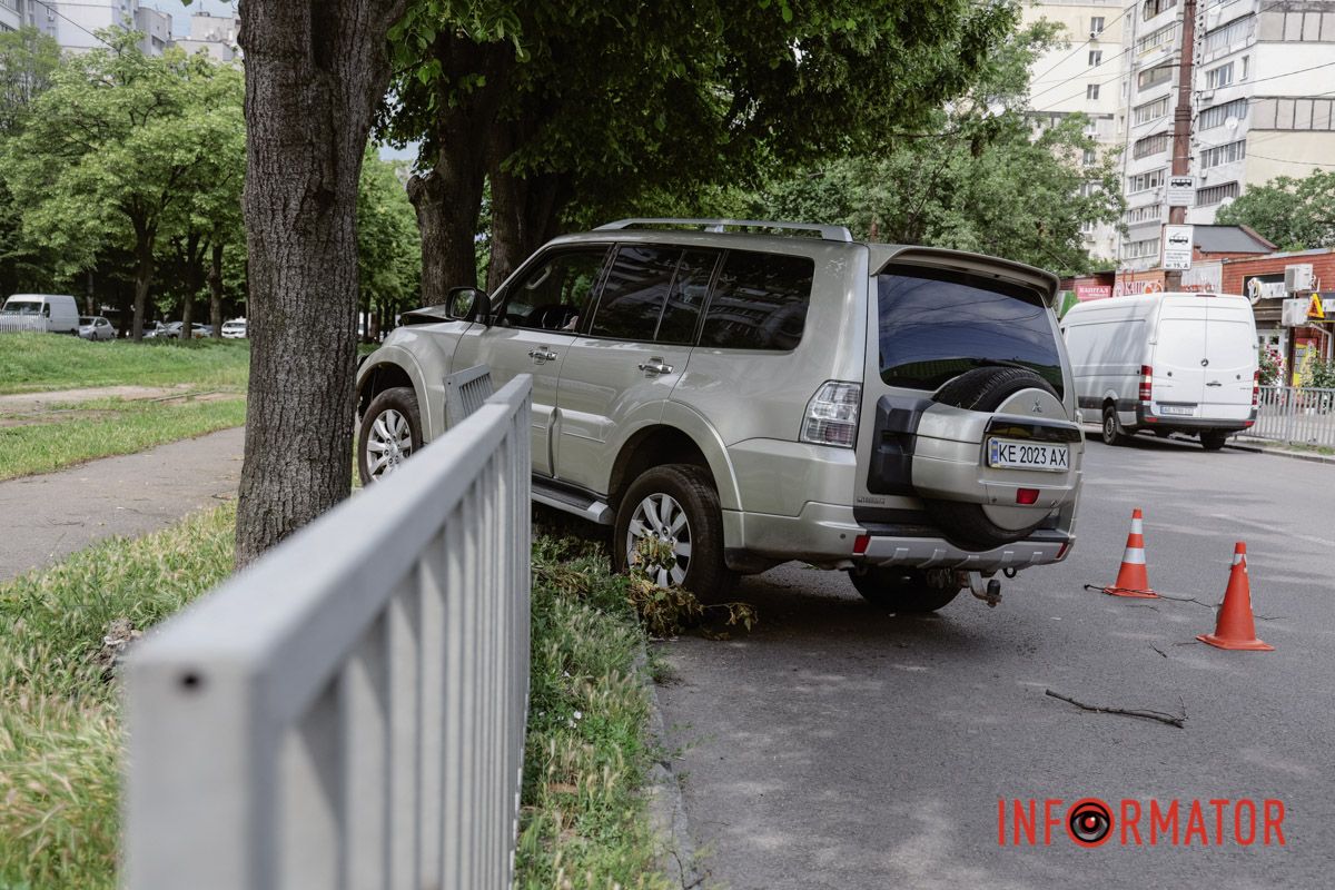 У Дніпрі на Робочій Mitsubishi вилетів у дерево та зніс паркан: водій у лікарні 6