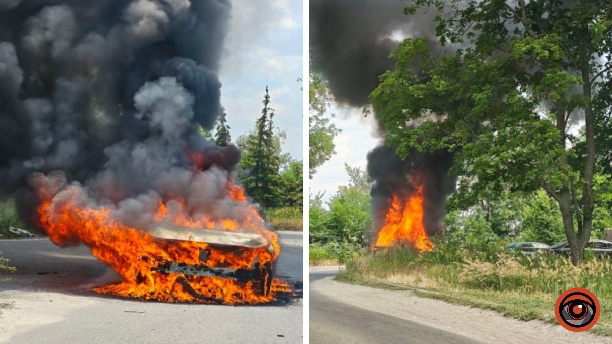 Вибухнув побутовий балон з газом: на виїзді з Дніпра горіло авто, вогонь пошкодив ще одне, є постраждалий
