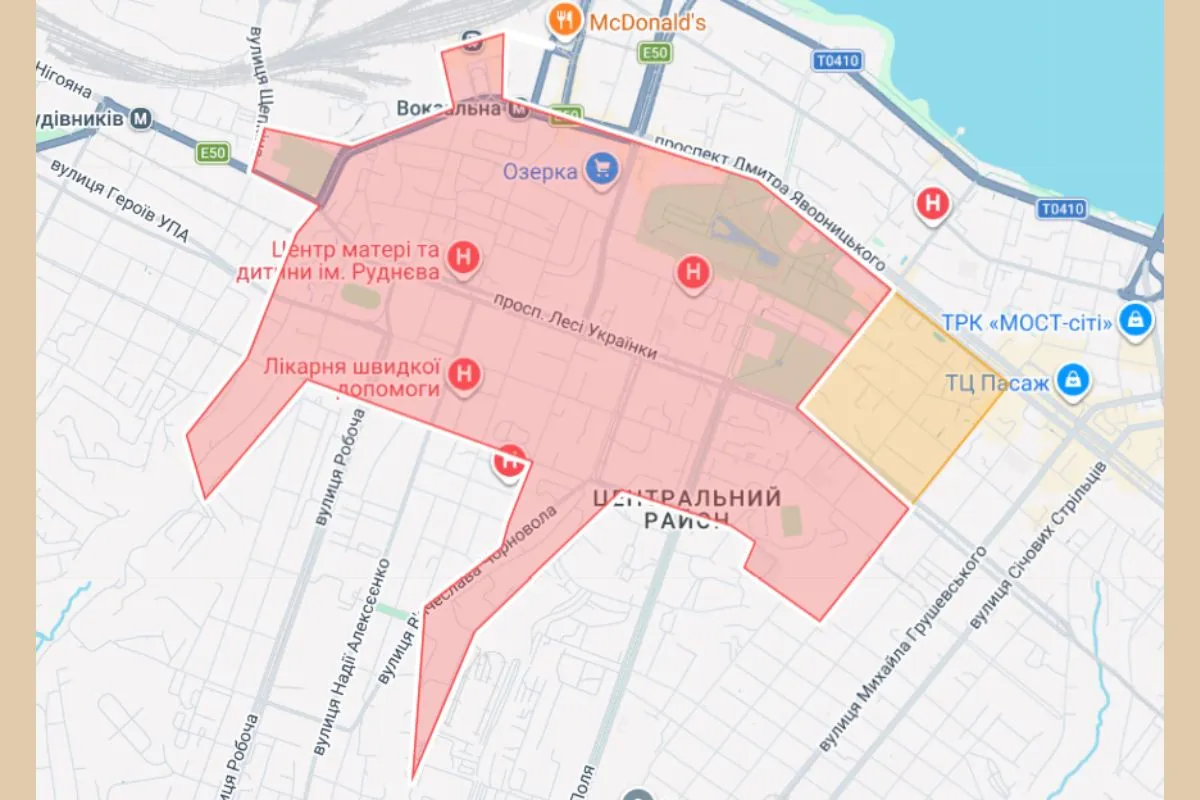 Карта отключений поставок в Днепре Карта отключений поставок в Днепре