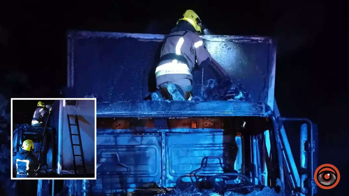 В Кривом Роге ночью загорелся грузовик Mercedes: подробности от спасателей