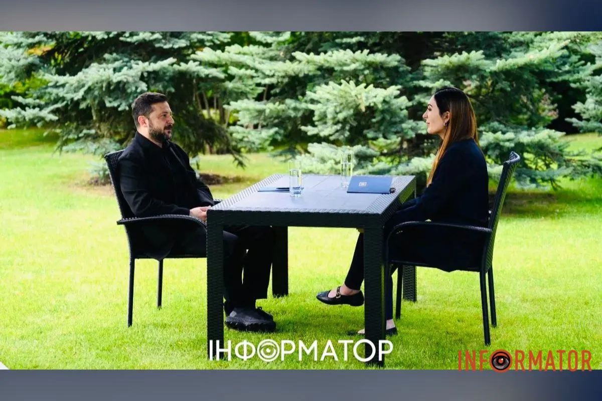 Лора Лумер та Володимир Зеленьский під час інтерв'ю Лора Лумер та Володимир Зеленьский під час інтерв'ю