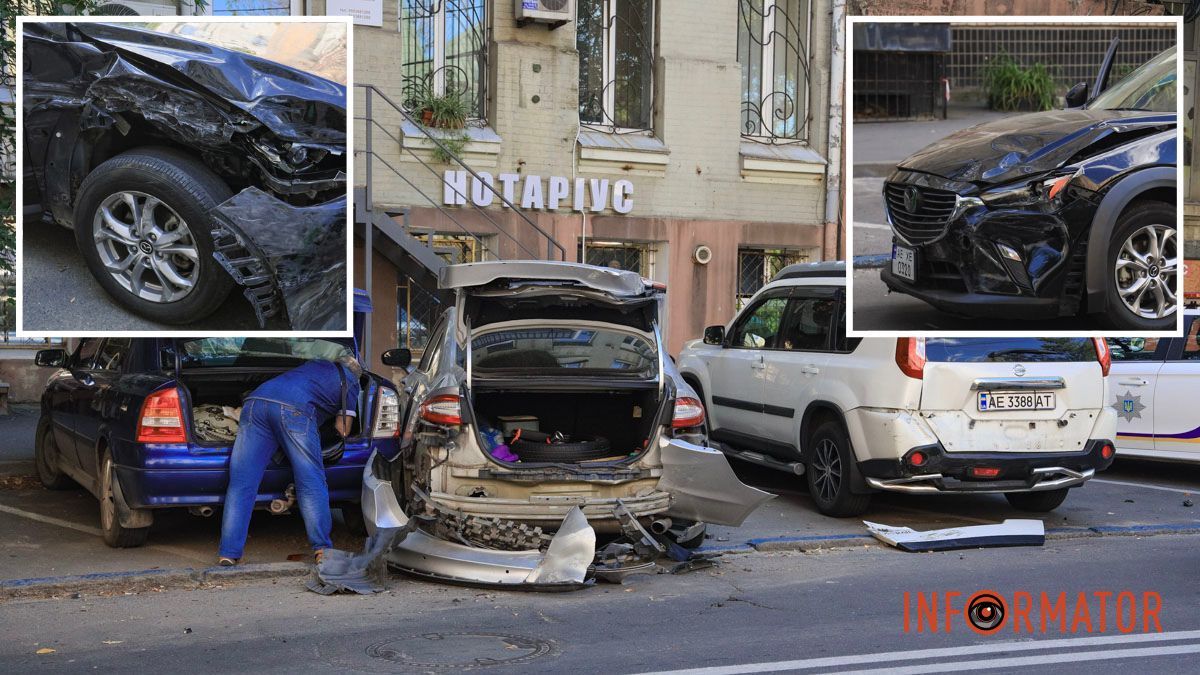 У Дніпрі на Старокозацькій водій на Mazda вʼїхав у чотири машини