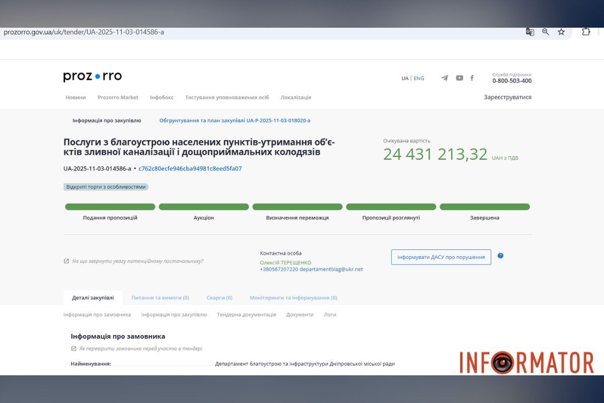 Тендер на 24 мільйони гривень
