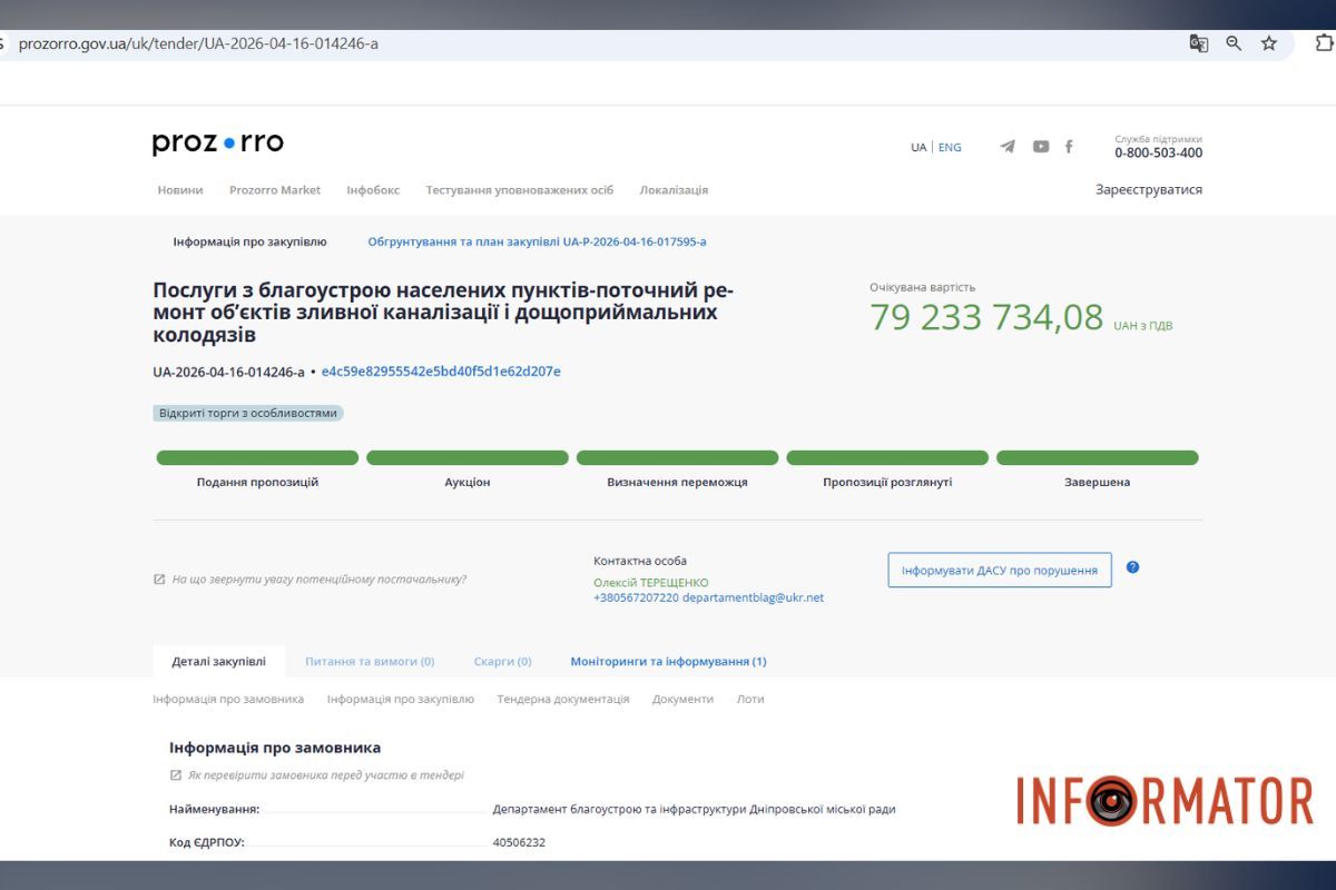 Тендер на 78 мільйонів гривень