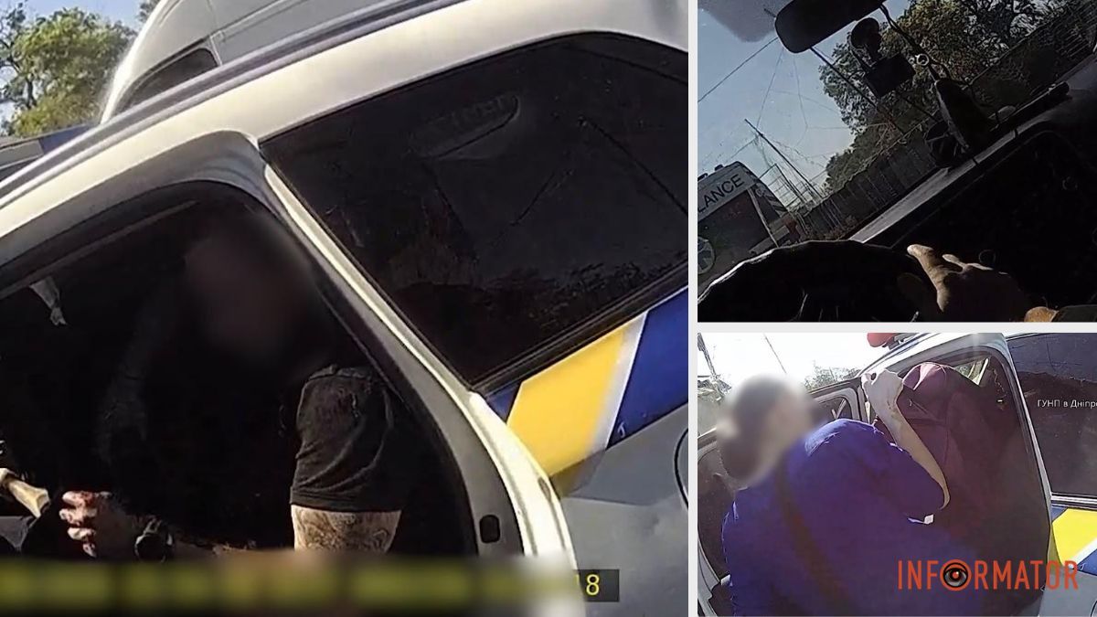Видео с бодикамер: патрульные в Никопольском районе эвакуировали раненых из горящего автобуса, подбитого дроном рф