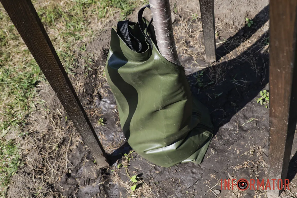 Так виглядають мішки для поливу У парку Шевченка в Дніпрі на алеї сакур з’явились мішки для поливу 2