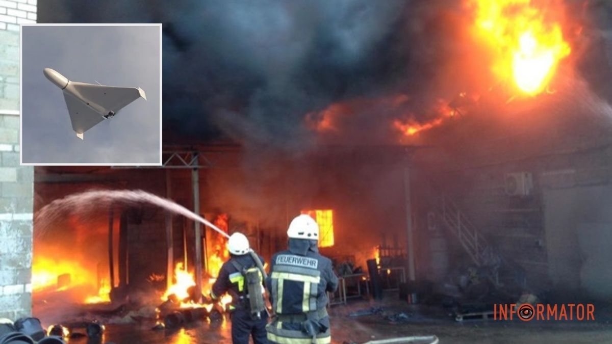 Вибухи у Павлограді: після атаки російських БпЛА спалахнула складська будівля підприємства