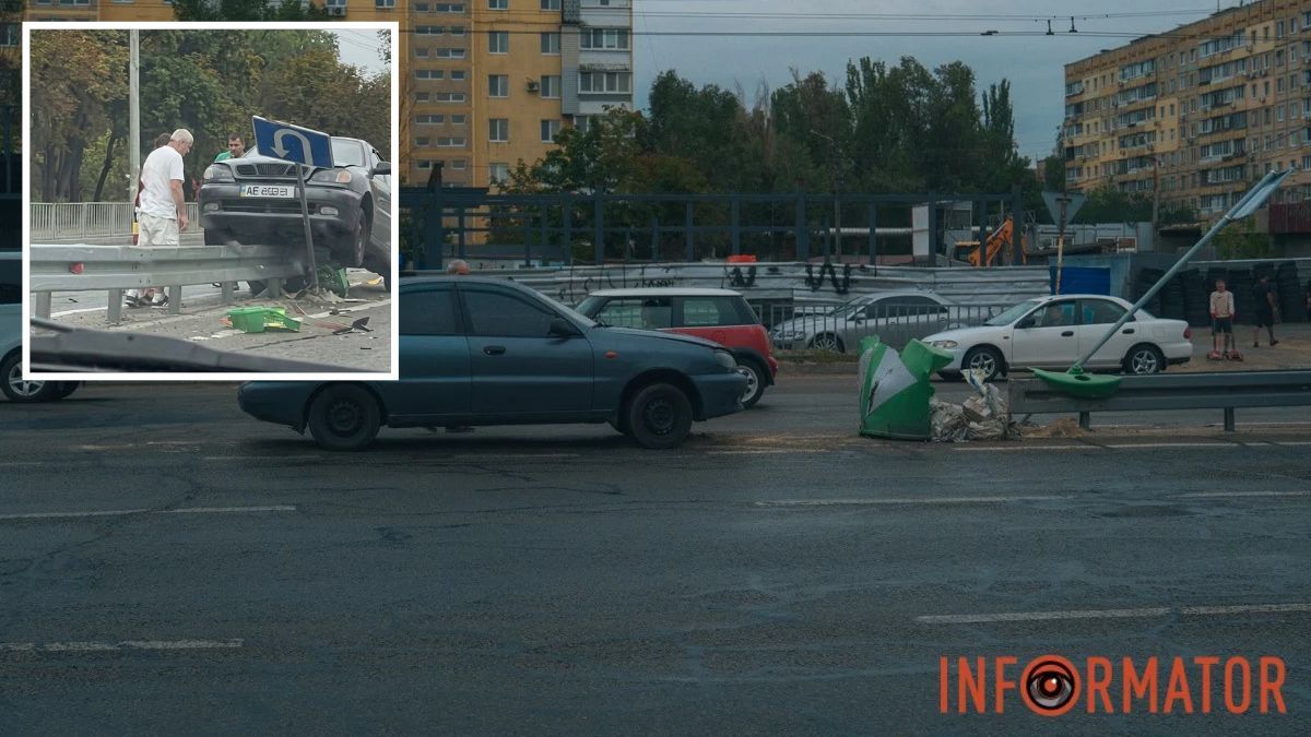 У Дніпрі на Набережній Заводській Daewoo Lanos залетів на відбійник: що відомо
