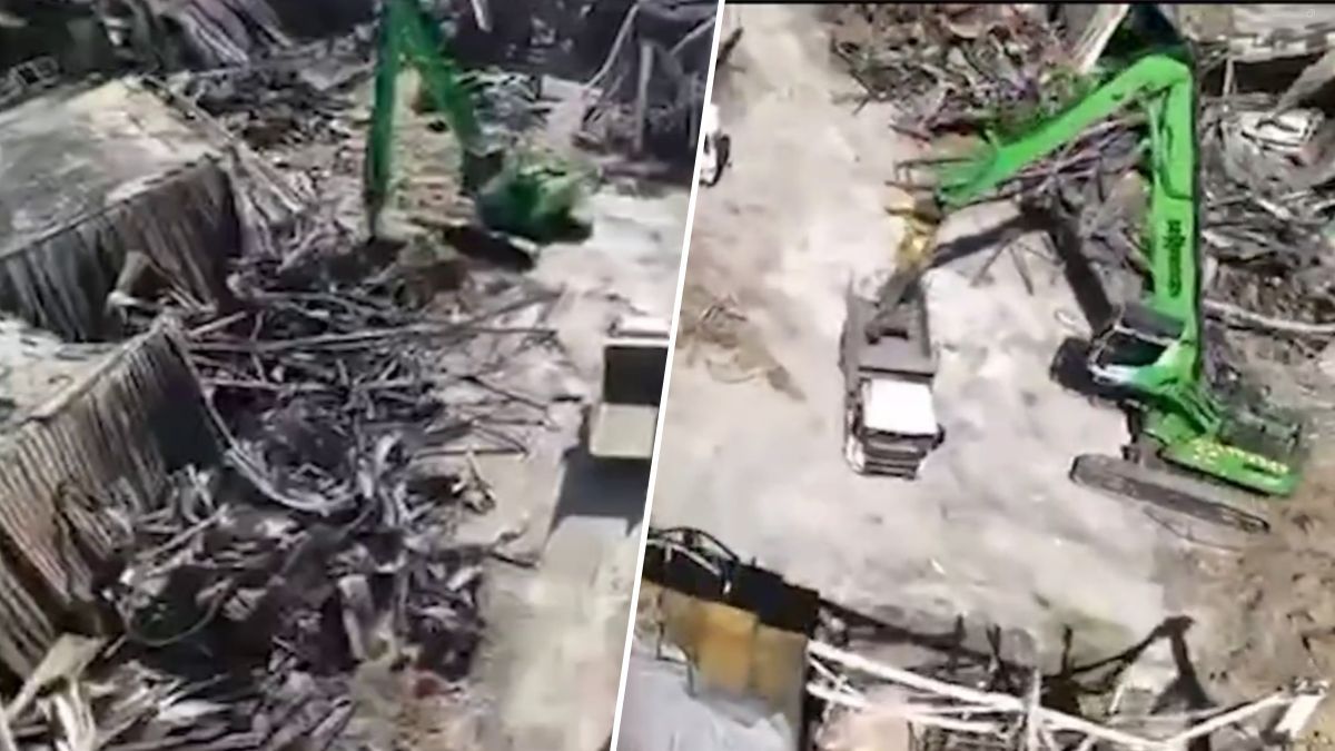 Суцільні руїни та спецтехніка: в ОВА показали, як зараз виглядає зруйнований ворогом ТРЦ у Кривому Розі