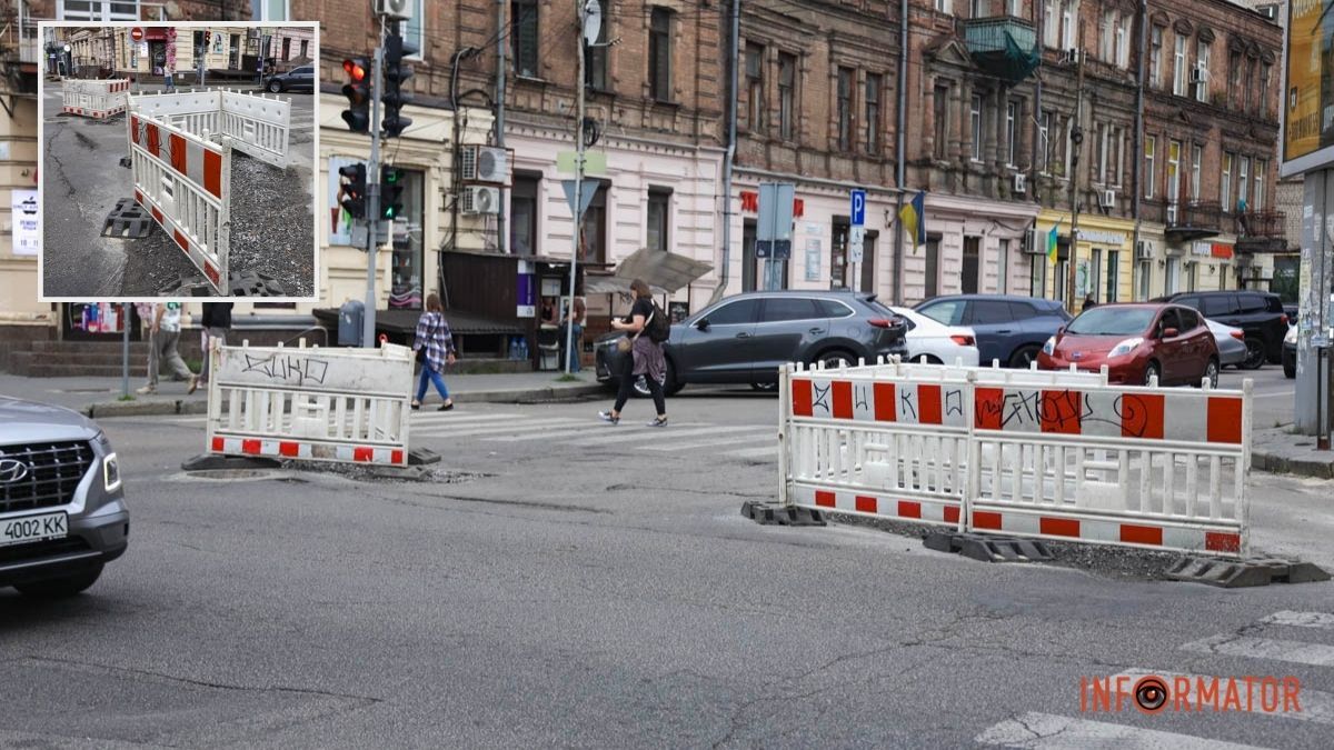 Одразу дві перешкоди для водіїв: що відбувається на Липинського у Дніпрі