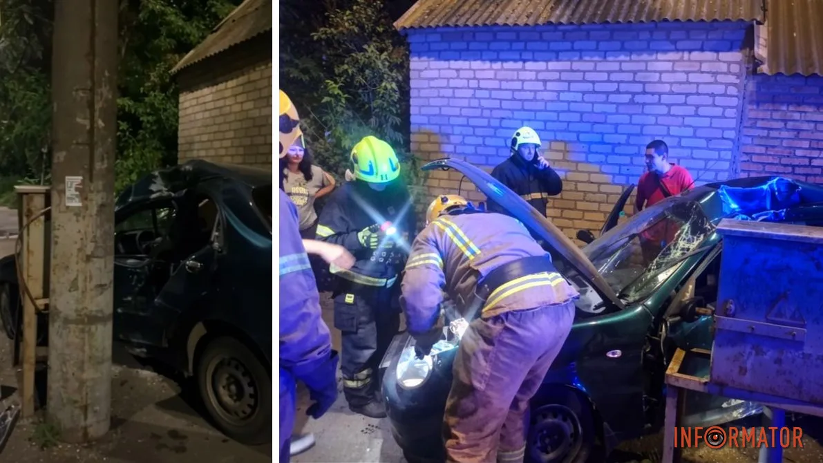 У Кривому Розі Lanos виїхав з дороги в бетонний стовп: водій ушпиталений