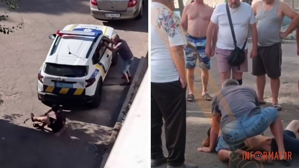 Ліг під колеса: у Кам'янському поліцейська автівка переїхала чоловіка
