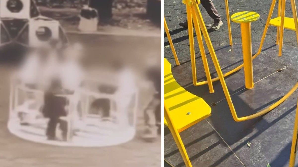 Відео моменту: у Кривому Розі діти так розкрутили карусель, що та розсипалась