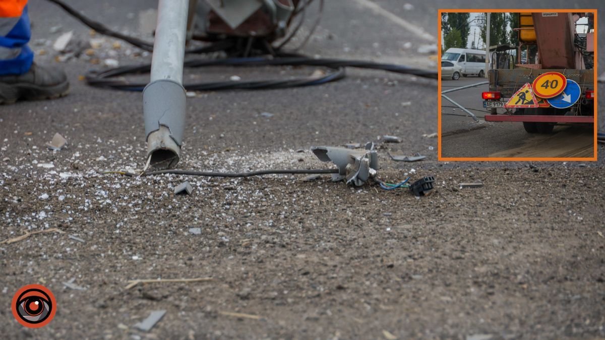 У Дніпрі на Курсантській бетонний стовп перегородив дорогу: працюють комунальники