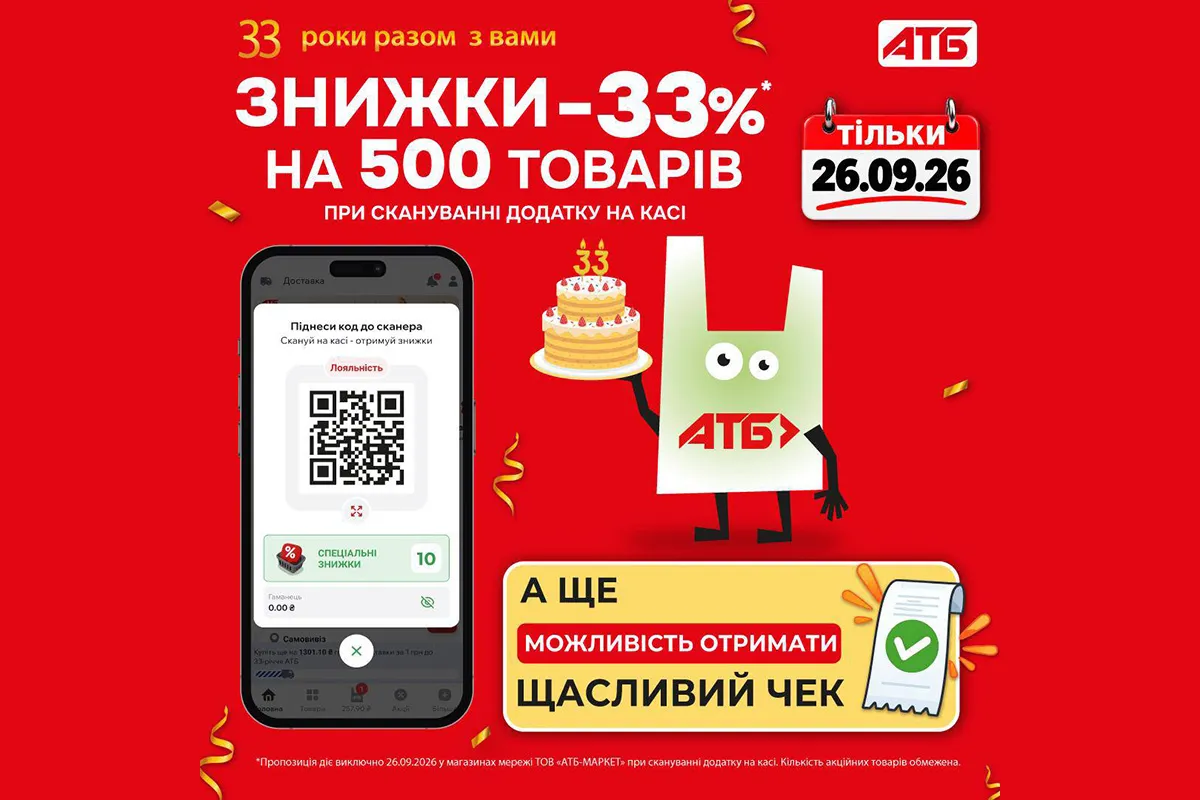 Спеціальні знижки -33% на 500 товарів