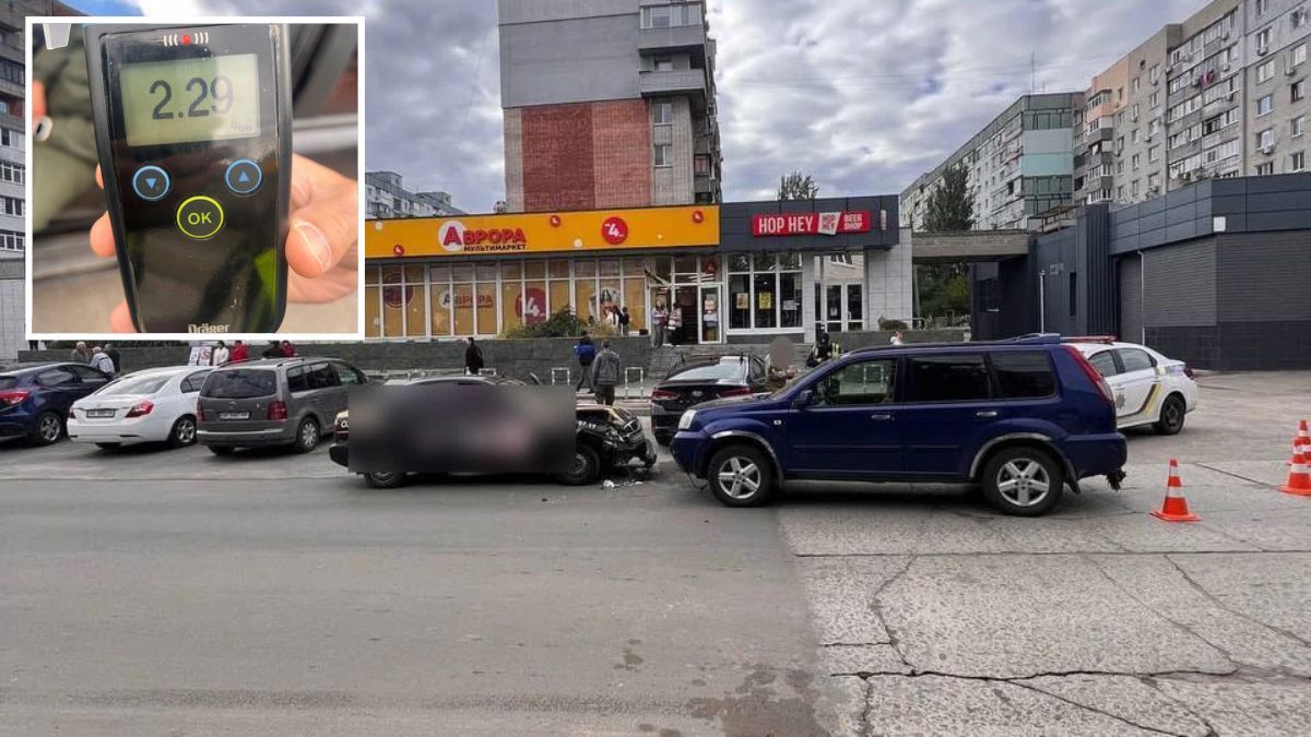 ДТП в Днепре на улице 20-летия Победы: водитель Daewoo службы охраны "Гуард", который выехал на встречную полосу, оказался пьян