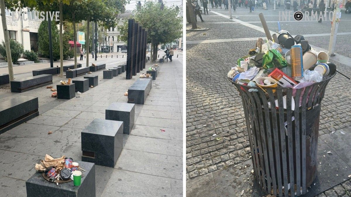 Сміття в урнах та під ногами