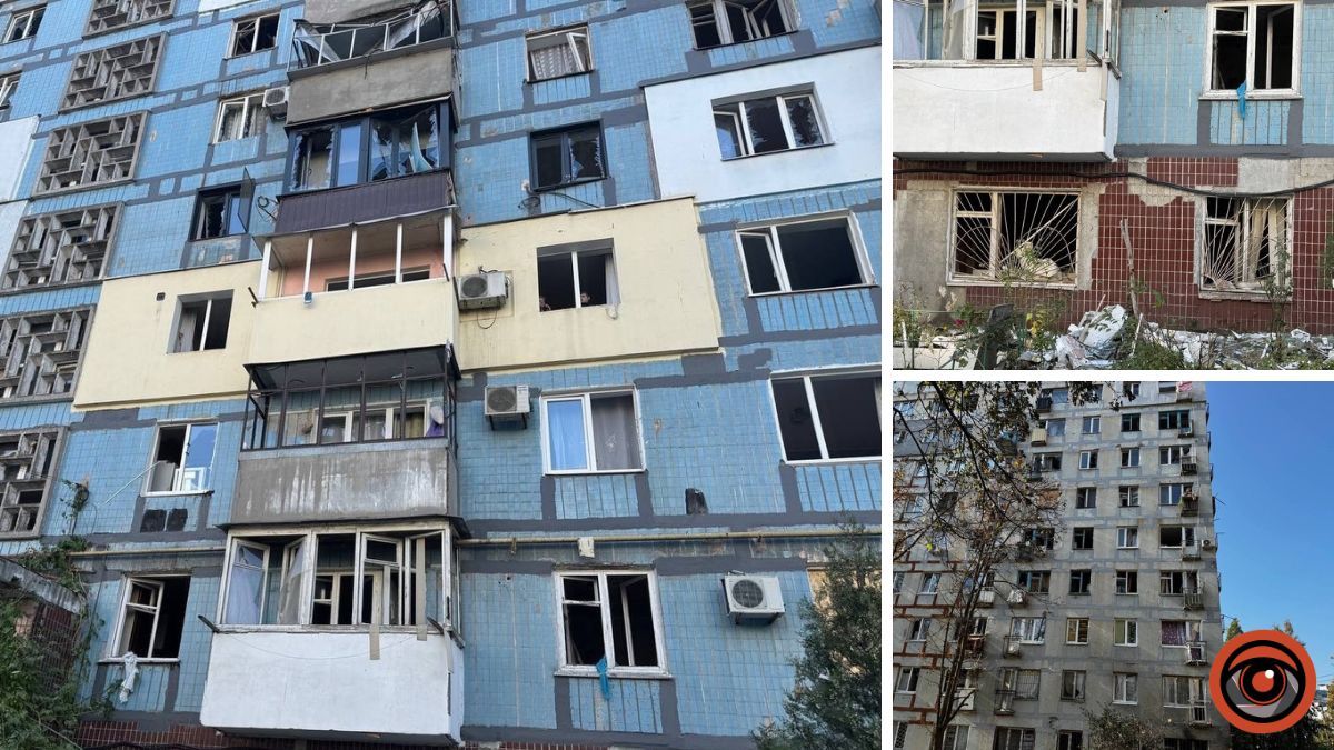 Вибито близько 300 вікон: у Дніпрі через атаку рф понівечені багатоповерхівки та поліклініка