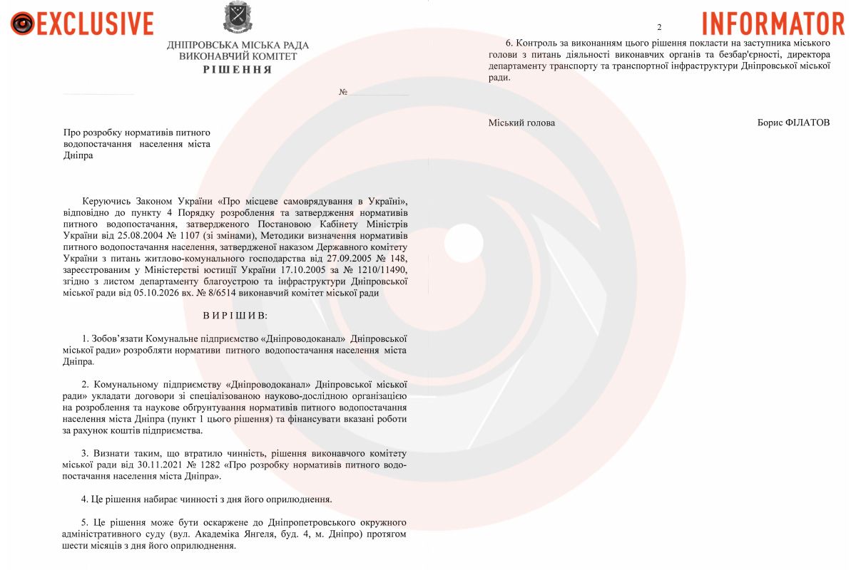 Проект решения исполкома Днепровского городского совета