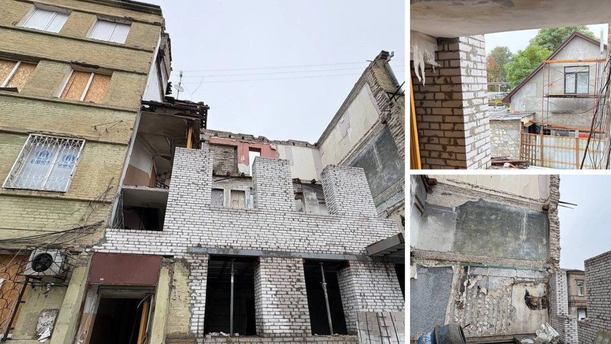 Відбудовують під'їзд з нуля: у Дніпрі відновлюють будинок на Старокозацькій, в який влучив "Шахед"