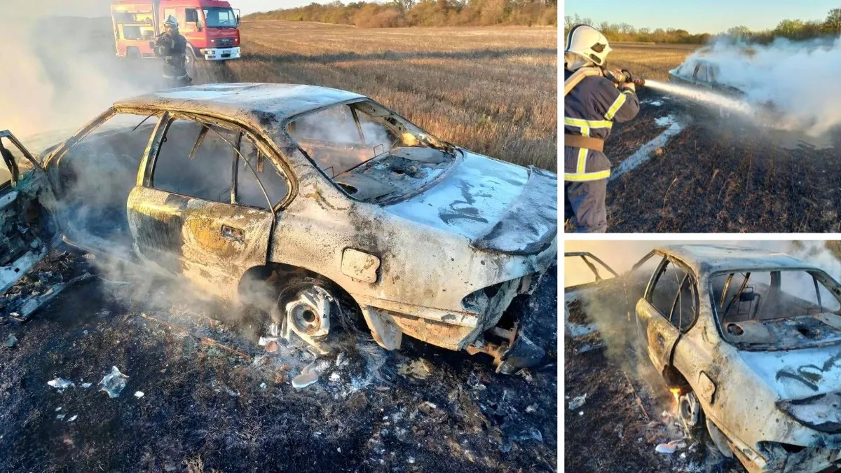 У Дніпропетровській області горіли автівка та суха трава