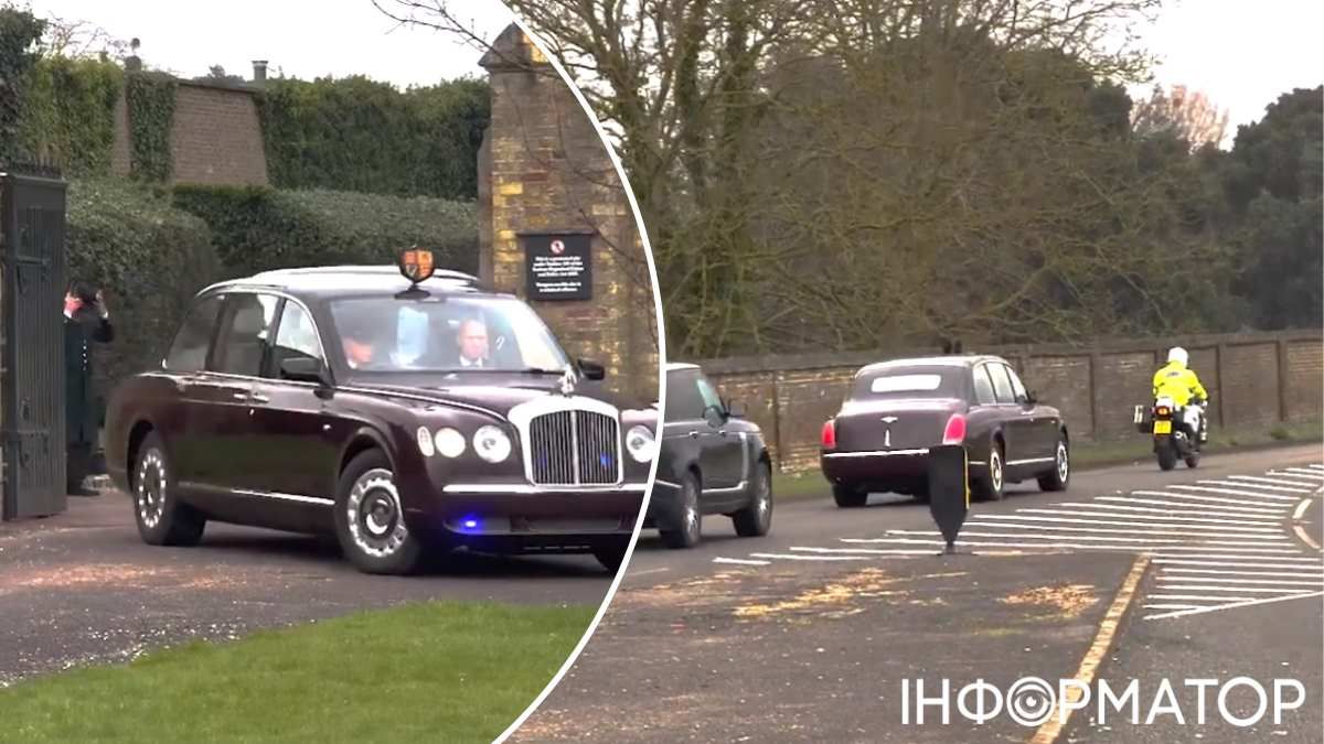 Короля сопровождал только один внедорожник и полицейский мотоцикл Короля сопровождал только один внедорожник и полицейский мотоцикл