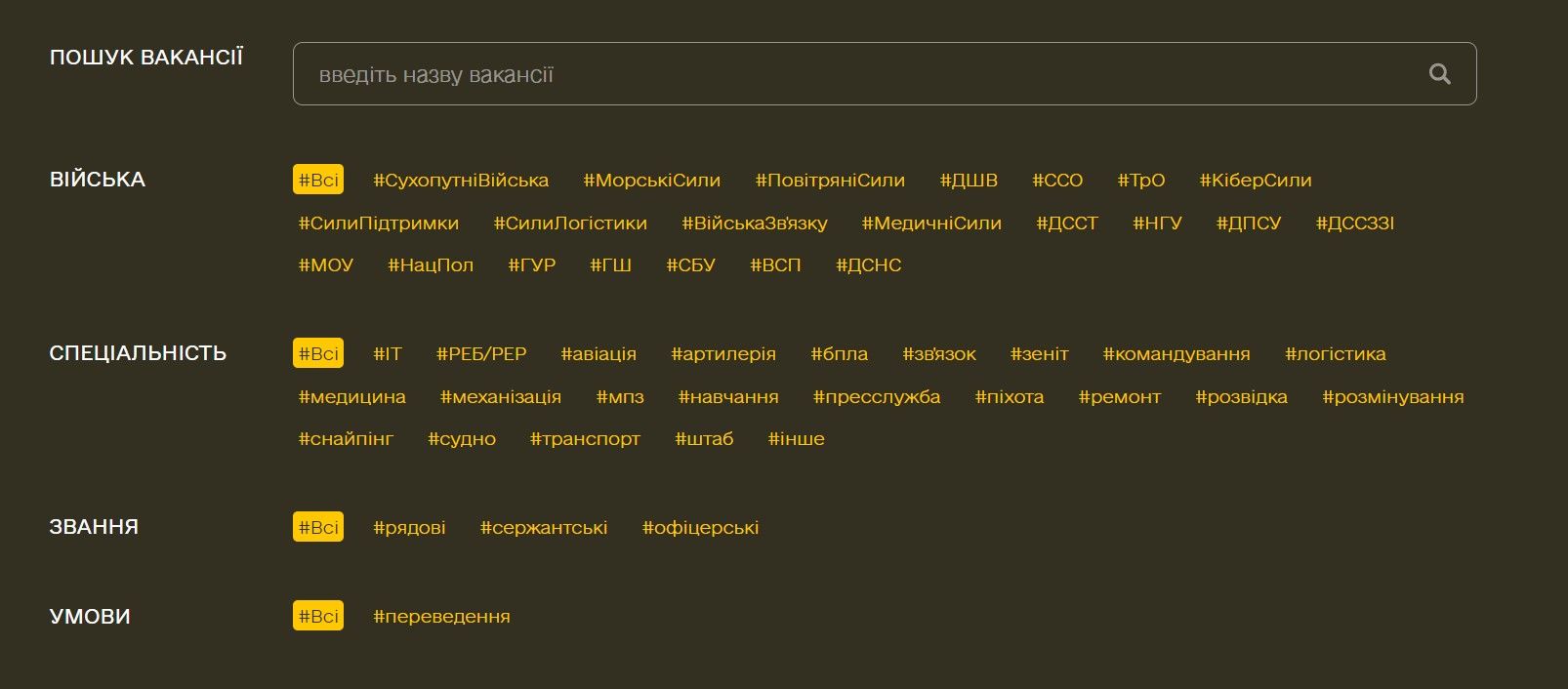 апустили сайт для пошуку вакансій в армії апустили сайт для пошуку вакансій в армії